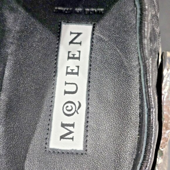 $5900 Alexander Mcqueen 807877WIAAO Men\'s Black Dumbo Grain Slipper-US 11 EU 44